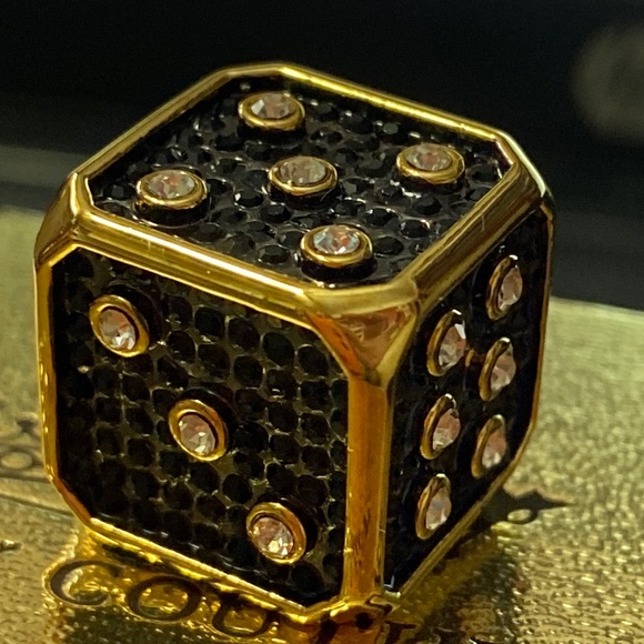 RARE! Y2K JUICY COUTURE PAVE BLACK DICE CHARM SWAROVSKI CRYSTALS BLING - Picture 8 of 9